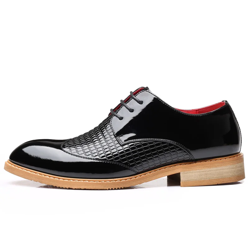 

Men'S Casual Black Business Office Formal Dress Patent Leather Shoes Gentleman Lace-Up Oxford Shoe 5#24D50