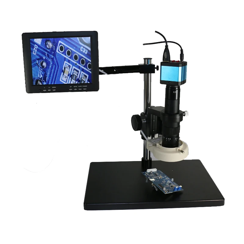

14MP CMOS HDMI USB outputs microscope camera +Big table stand with 180X or 300X lens for industrial smart phone PCB repair