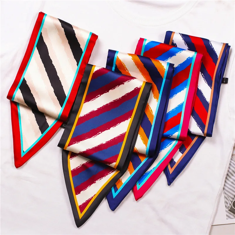 

2019 New Women's Skinny Scarf Long Print Spring Neckerchief Tie Female Bag Handle Scarves Accessories Fashion Hair Scarf 85X10CM