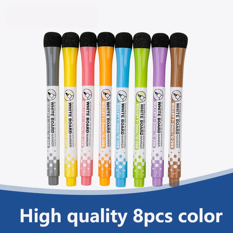 

High quality 8Pcs Magnetic Whiteboard Pen,Drawing and Recording Magnet Erasable Dry White Board Markers Office School Supplies