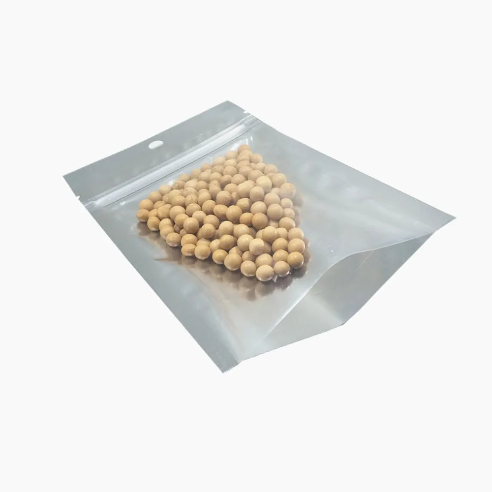 100 шт./лот Серебряный Ziplock пакеты из фольги майлар открытия снизу прозрачная пластиковая емкость для хранения сумка вечерние контейнер для
