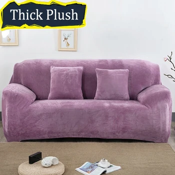 

Winter Plush Sofa Cover Sofa Slipcover Solid Thick Soft Single/Two/Three/Four-Seater Stretch Scenic Elastic Sofa Cover Protector