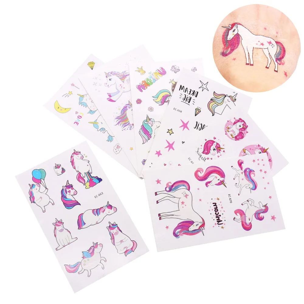 

7.5x12cm Girls favor Unicorn Temporary tattoo Bachelorette party decoration body sticker wedding bridesmaid team sticker