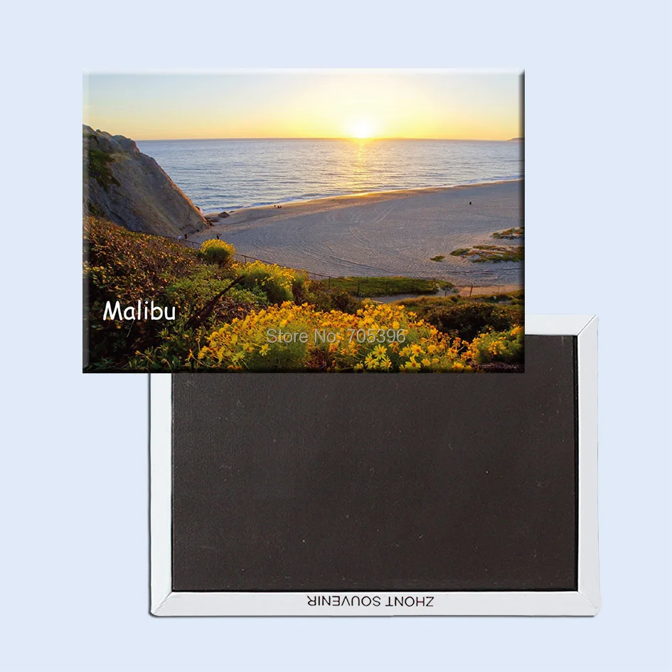 Туристические магниты на холодильник 78*54 мм жесткие Malibu Beach 20862 | Дом и сад