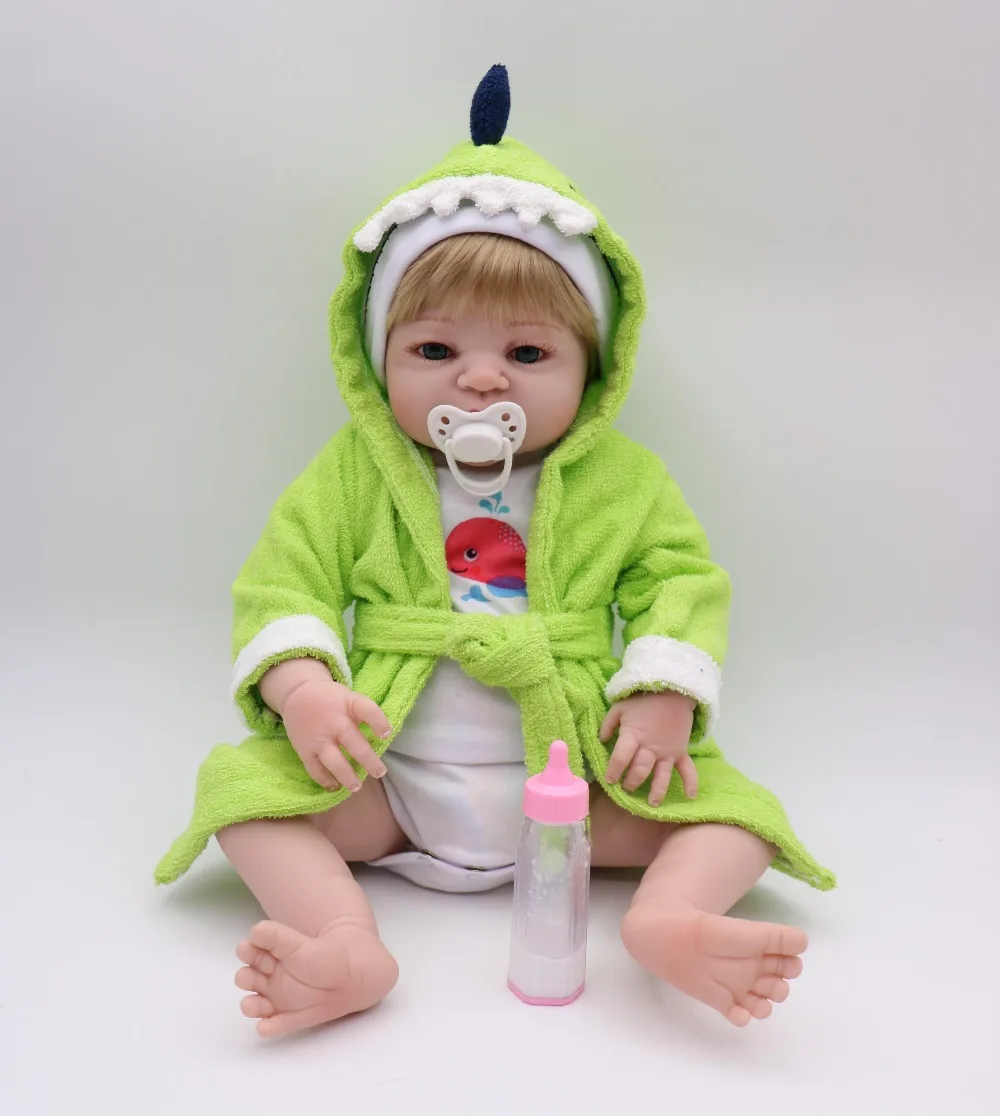 

Dollhouse 55cm New arrival full Silicone adora Lifelike newborn Baby with Green shark clothes silicone Bonecas Bebe Reborn doll