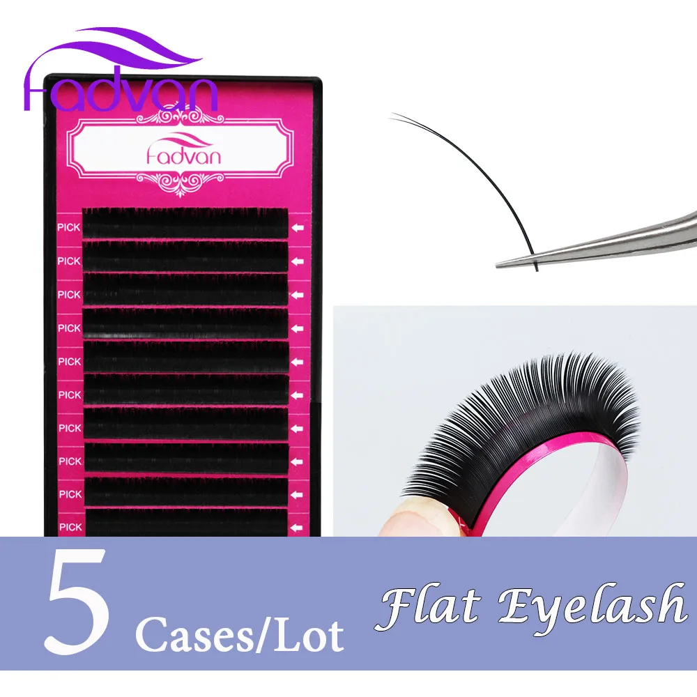 

5 Cases/Lot Ellipse Eyelash Extension Makeup Tool Fake Lashes for Professional Building All Hand Made Silk Flat Eyelashes