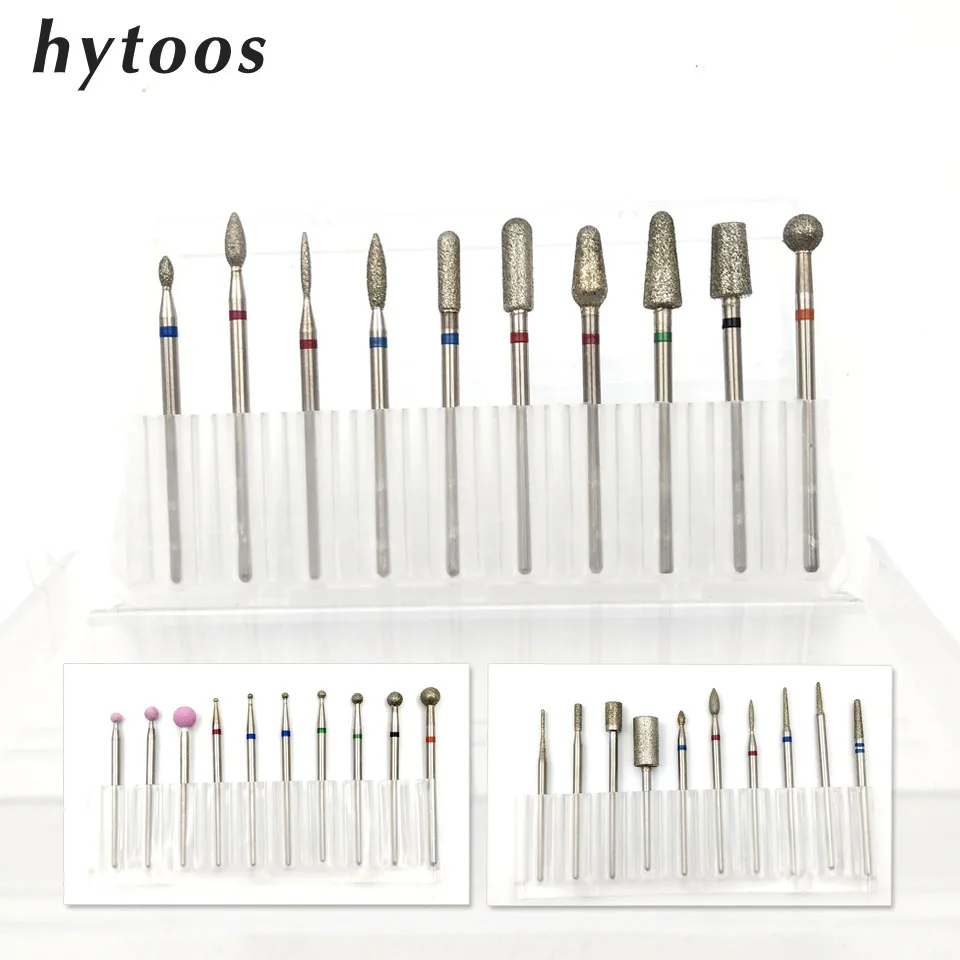 

HYTOOS 10Pcs/set Nail Drill Bit Set Rotate Cuticle Burr 3/32" Manicure Bits Nail Files Cutters Drill Accessories Nail Mill Tools