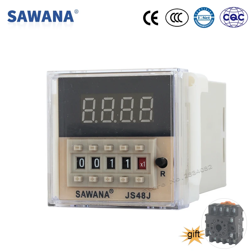 Performative Number Digital Counter Relays LED 110v 220v 380v DC 12V Output 1 999900 JS48J A