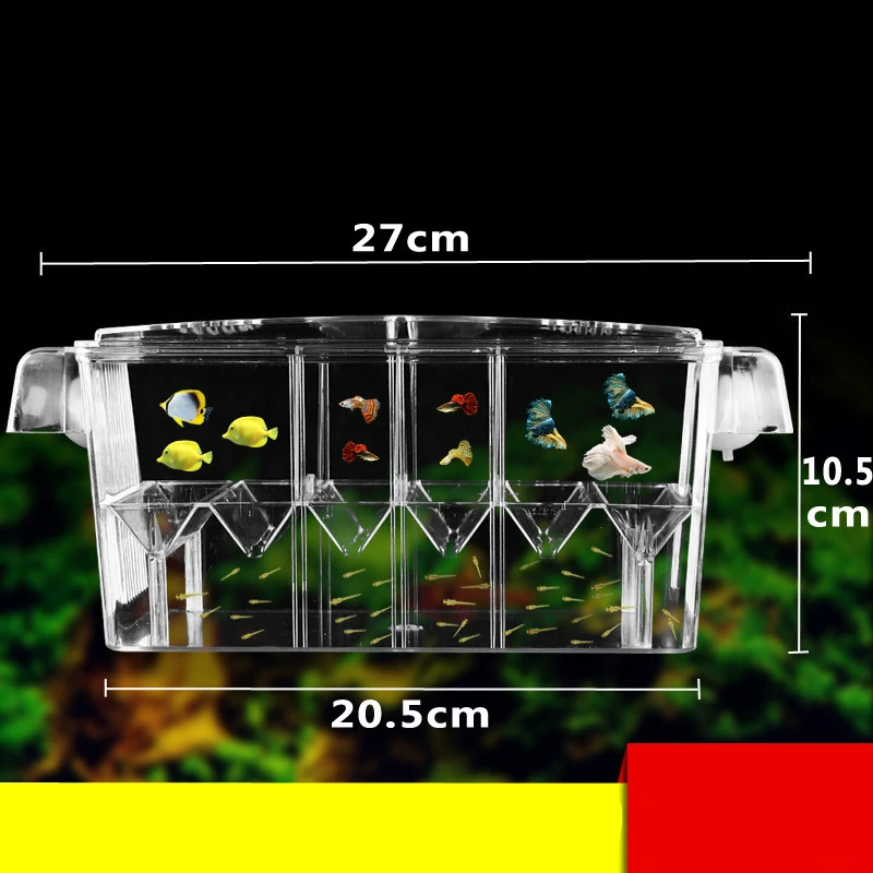 

PETFORU 4 Rooms High Clear Fish Breeding Box Acrylic Aquarium Breeder Box Double Guppies Hatching Incubator Isolation