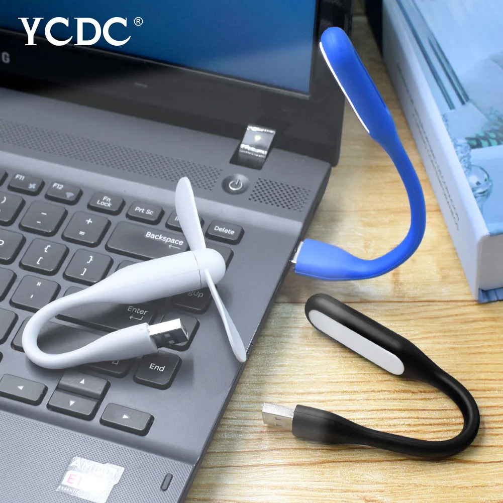 YCDC гибкий 5 в цветной мини USB вентилятор охлаждения+ USB светодиодный светильник, ночник пластиковый блок питания от планшетов ноутбуков банки питания