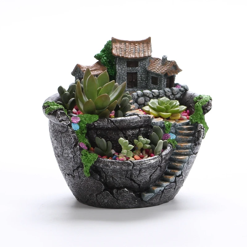 

Lovinland Plants Succulent Pot Landscape Desktop Flower Pot Sky Garden Cactus Succulent Planter House Bonsai Pot Home Decor