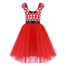 Милое Платье с Минни Маус для маленьких девочек, маскарадный костюм Микки Мауса, нарядное платье в горошек, фатиновое платье для девочек платье с Минни Маус на день рождения