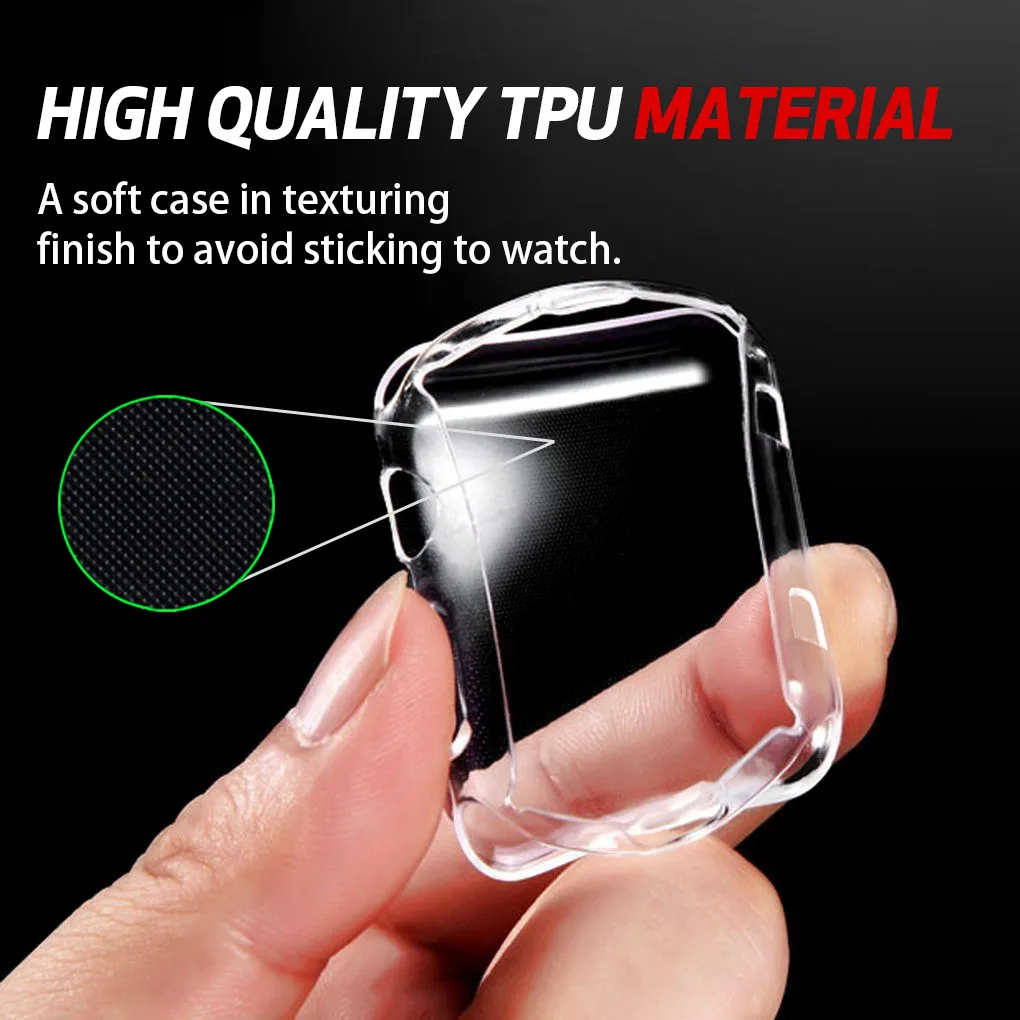 New Arrival Full Protect Clear Soft TPU Cover for Apple Watch Case 44mm 40mm 42mm 38mm iWatch Series 4 3 2 Cover Shell Band