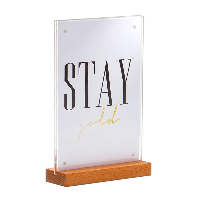 

Restaurant Menu Holder Desk SignBoard Table Price Tag Display Name Card Label Holder Rack Acrylic Photo Frame Magnetic Wood A4