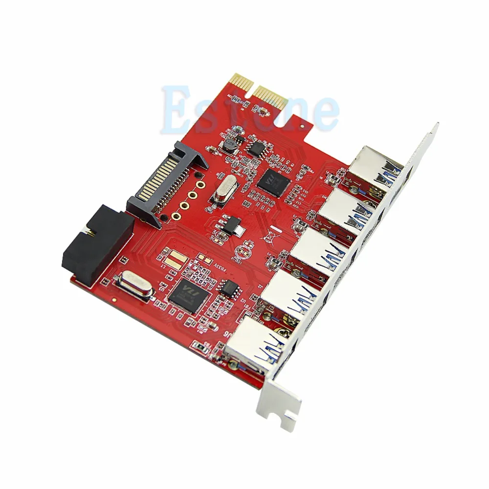 5 портов USB3.0 концентратор для PCI-E Express Card Adapter 20pin 15pin SATA для XP WIN 7 8