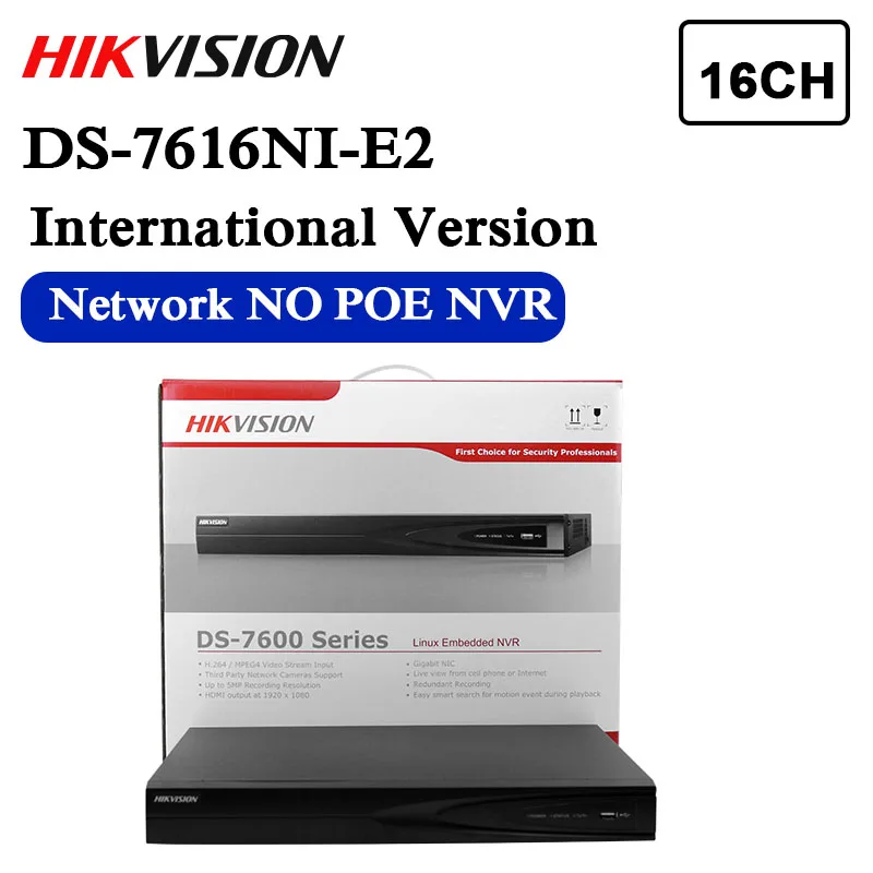 DS-7616NI-E2 английская версия 16ch NVR с 2 SATA, не POE для ip-камеры 1080P