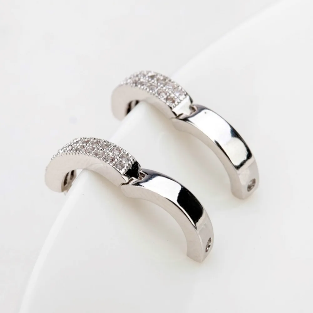 Luoteemi бренд высокое качество круглый кристалл Серьги-кольца для Для женщин AAA кубический циркон Micro CZ небольшой клип уха ежедневно носить Серьги