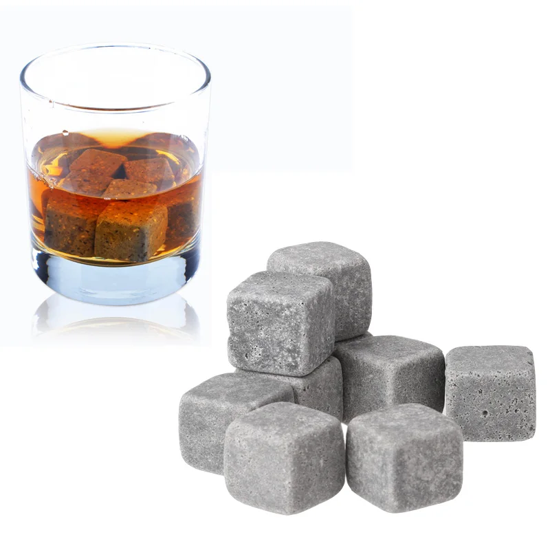 

9pcs/Set 100% Natural Whiskey Stones Ice Cube Whisky Stone Whisky Rock Cooler Wedding Gift Favor Christmas Bar -20