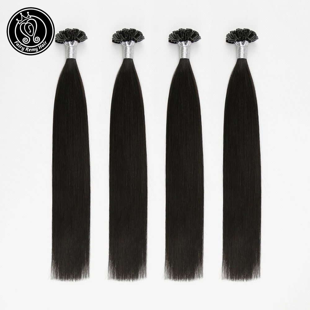 

Fairy Remy Hair 0.8g/s 16" 18" 20" Remy Nail U Tip Human Hair Extension Natural Black 1B Color Straight Brazilian Prebonded Hair