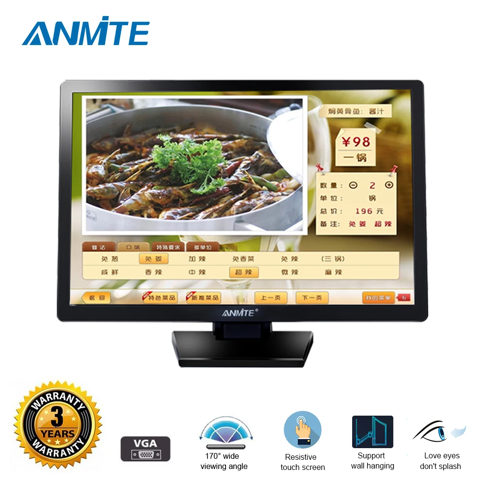 Anmite 22 дюймовый TFT Lcd сенсорный монитор ПК опционально Резистивный/емкостный