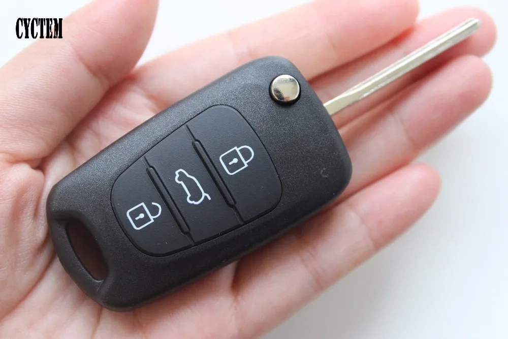 

CYCTEM 3 Buttons Flip Remote Key Shell Fit For Hyundai I30 IX35 Car Folding Remote Key Case