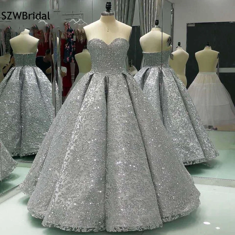 

Real photo New Arrival Ball gown Evening dress 2019 Saudi Arabia Evening gown Sequine Lace Formal dress Kaftan Evening party