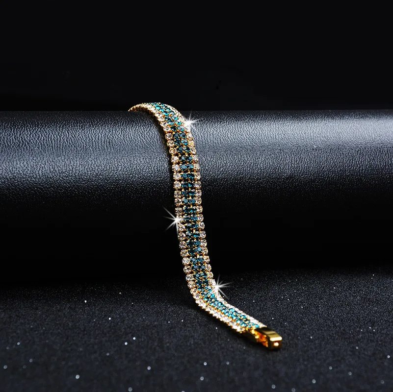 

Mossovy Simple Boho Cubic Zirconia Bracelet for Famale Fashion Popular Rhinestone Gold Bracelet for Women Jewelry Pulseras Mujer
