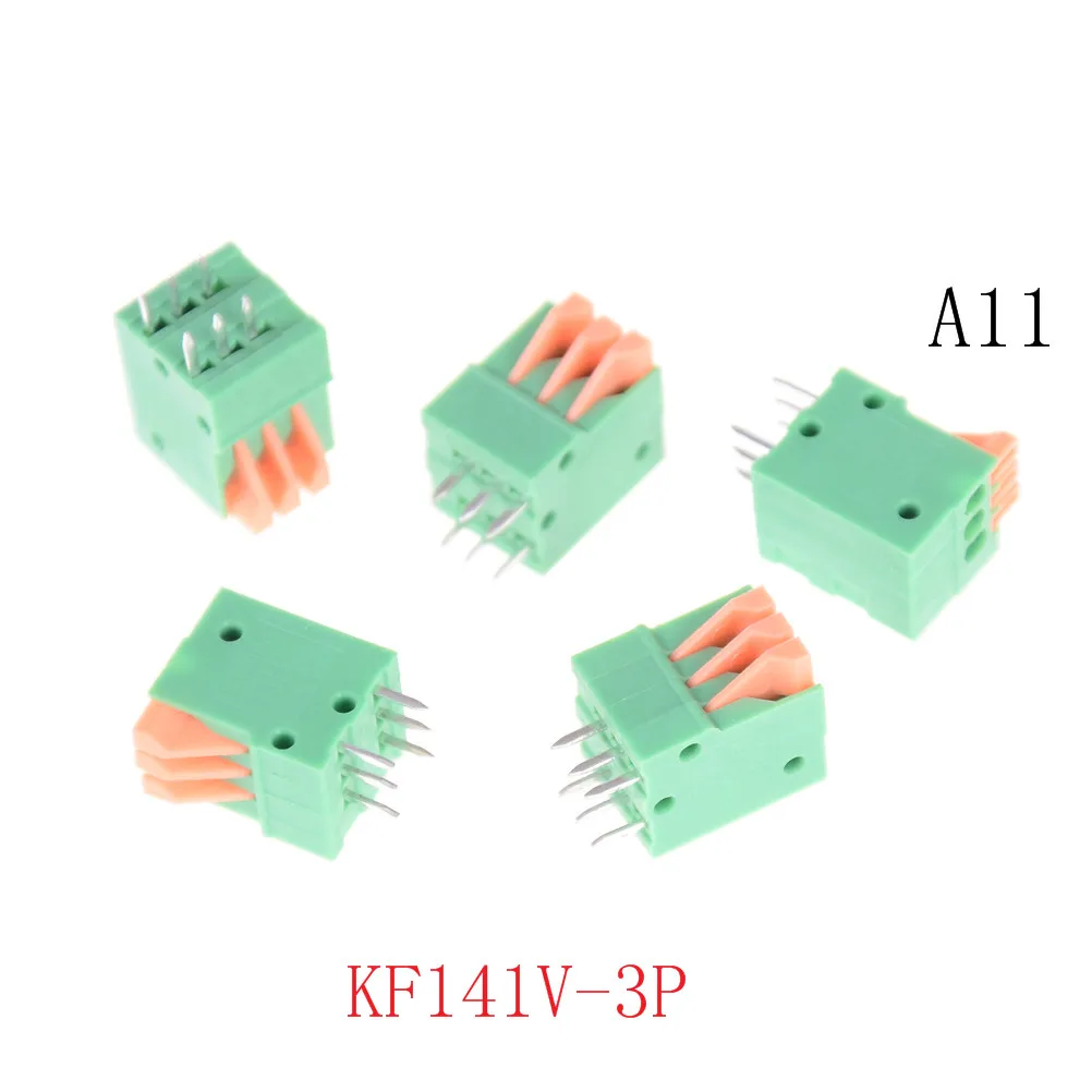 5 шт./лот KF141R KF141V 2,54 мм Шаг печатной платы прямой ногой разъемы 2/3/4/5/6 /7/8/9/10 P Весна Screless Медь зеленый клеммный блок - Цвет: 11