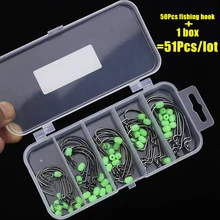 В коробке 51 шт./лот 1#2#1/0#2/0#3/0# горячее острое рыболовное крючок прочная головка Тройная приманка крючок из углеродистой стали