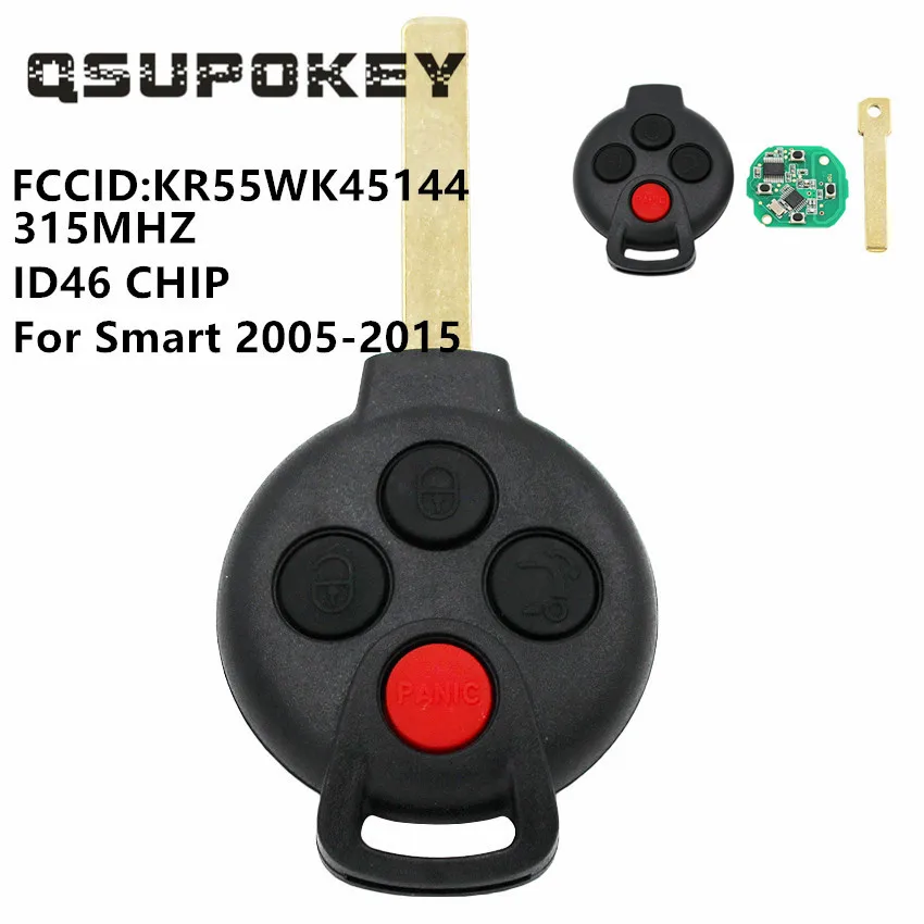 

QSUPOKEY Remote key 315MHz 3+1 Button ID46 chip for Mercedes-Benz Smart Fortwo 2005-2015 FCC 267T-5WK45144 KR55WK45144