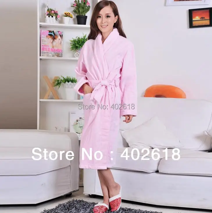 1PCS/Lot New 100 Cotton Robes Ladies Bathrobe, Dressing gown, Size M, L, Color White, Pink