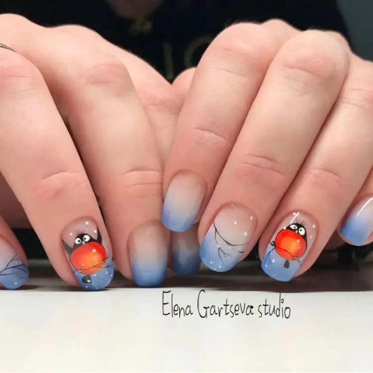 Серия Snegirami наклейки для ногтей с летающей птицей Снегири наклейки для дизайна ногтей наклейки для маникюра украшения 1 шт