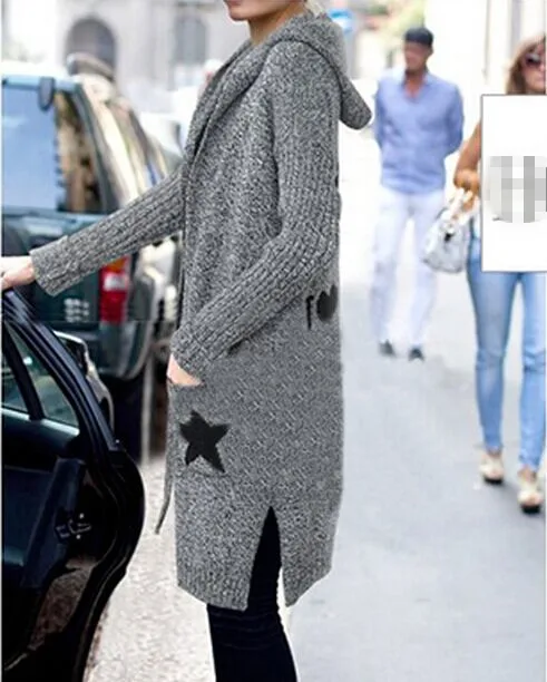 Star Printed Hooded Sweater 