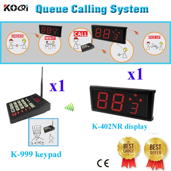 

Table Waiter Buzzer System High Quality Call Queues Number 999 Person And Press The Keypad(1 display+1 transmitter keypad)
