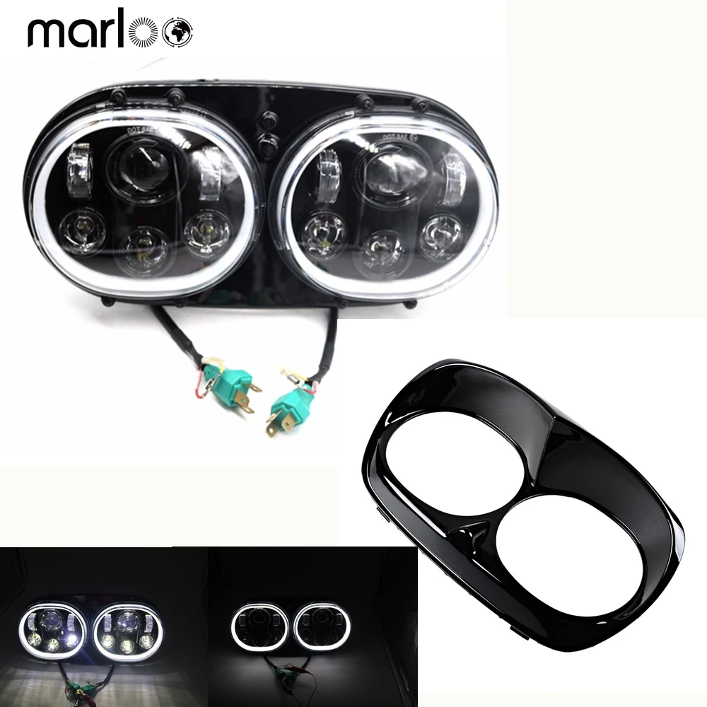 

Marloo Road Glide LED Headlight White Halo DRL For Harley Davidson Road Glide 2004 2005 2006 2007 2008 2009 2010 2011 2012 2013
