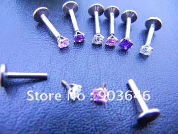 

Free shippment LOT20pcs 16g Body Jewelry Body Piercing -16G CZ Shining Lip Labret Ring Ear Helix Bar Lip Piercing