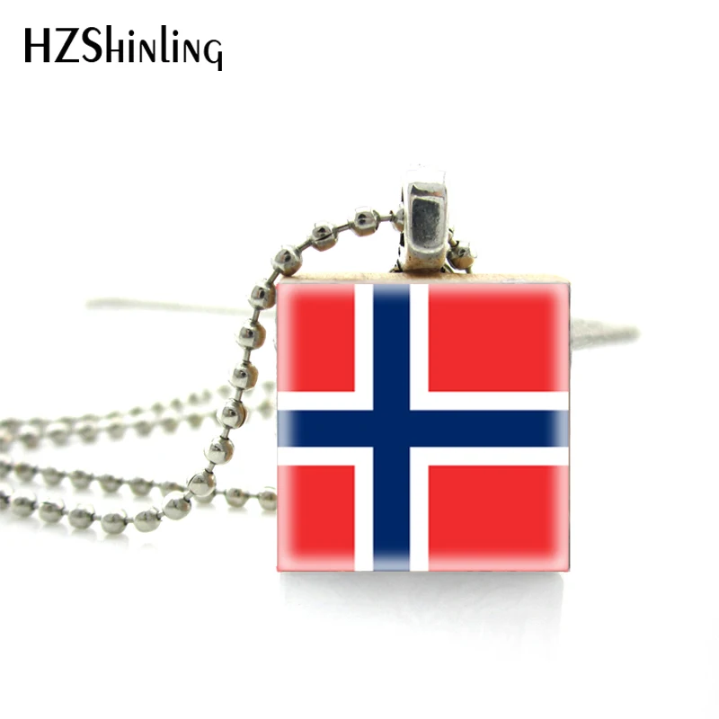 

New Fahsion Nordic Countries Flags Art Photos Scrabble Tile Pendant Flag of Norway Wooden Scrabble Tiles Necklace Jewelry