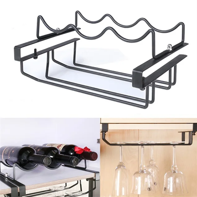 Modern Red Wine Bottle Rack Multi Functional Metal Wave Shape