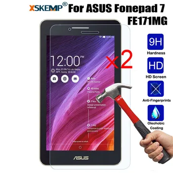 

XSKEMP 2Pcs/Lot Screen Protector Tempered Glass For ASUS Fonepad7 FE171MG 7" 9H Hard Scratch Proof Film Tablet Protective Guard