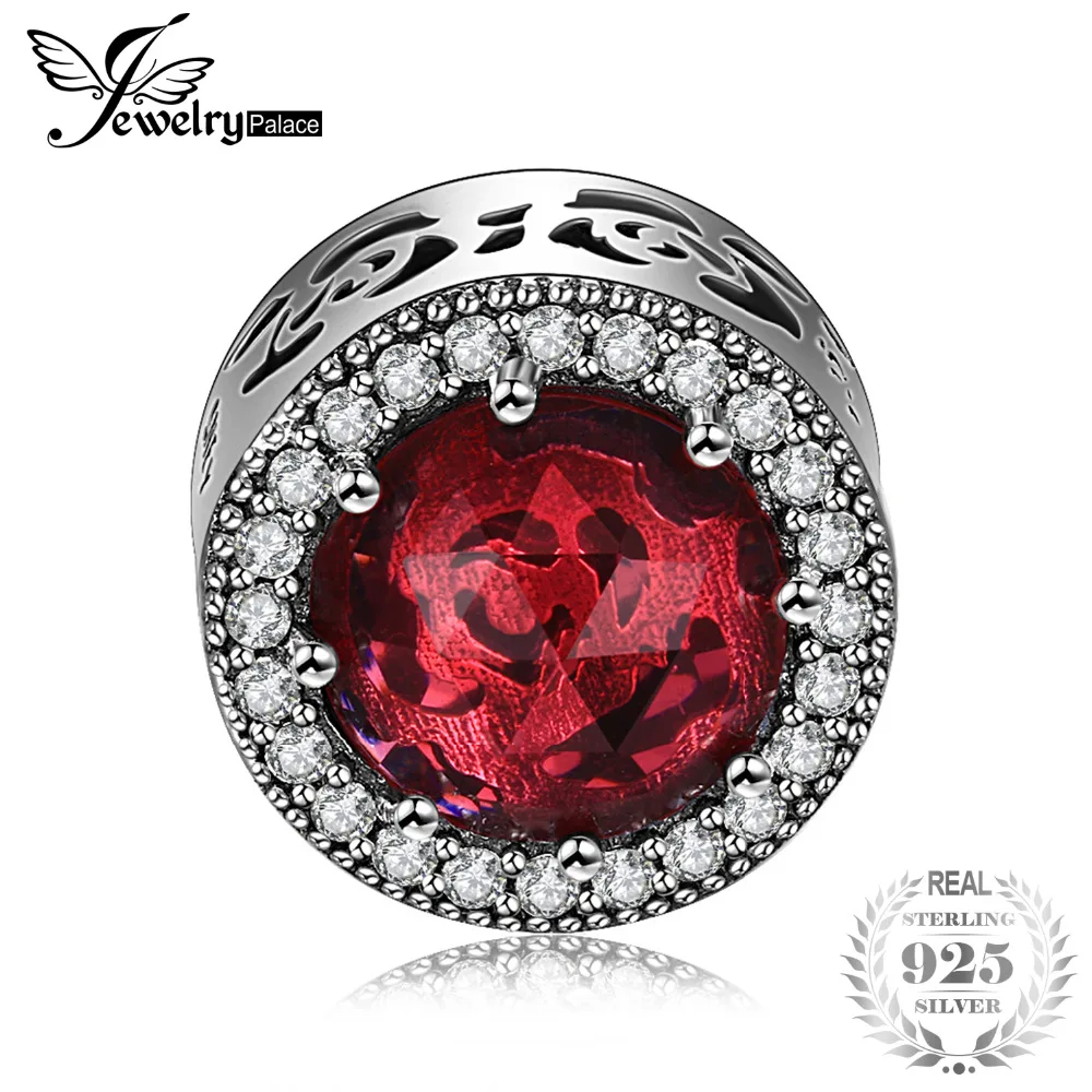 

Jewelrypalace 925 Sterling Silver Vintage Red Cubic Zirconia Beads Charms Fit Bracelets Gifts For Her Fashion Jewelry Present