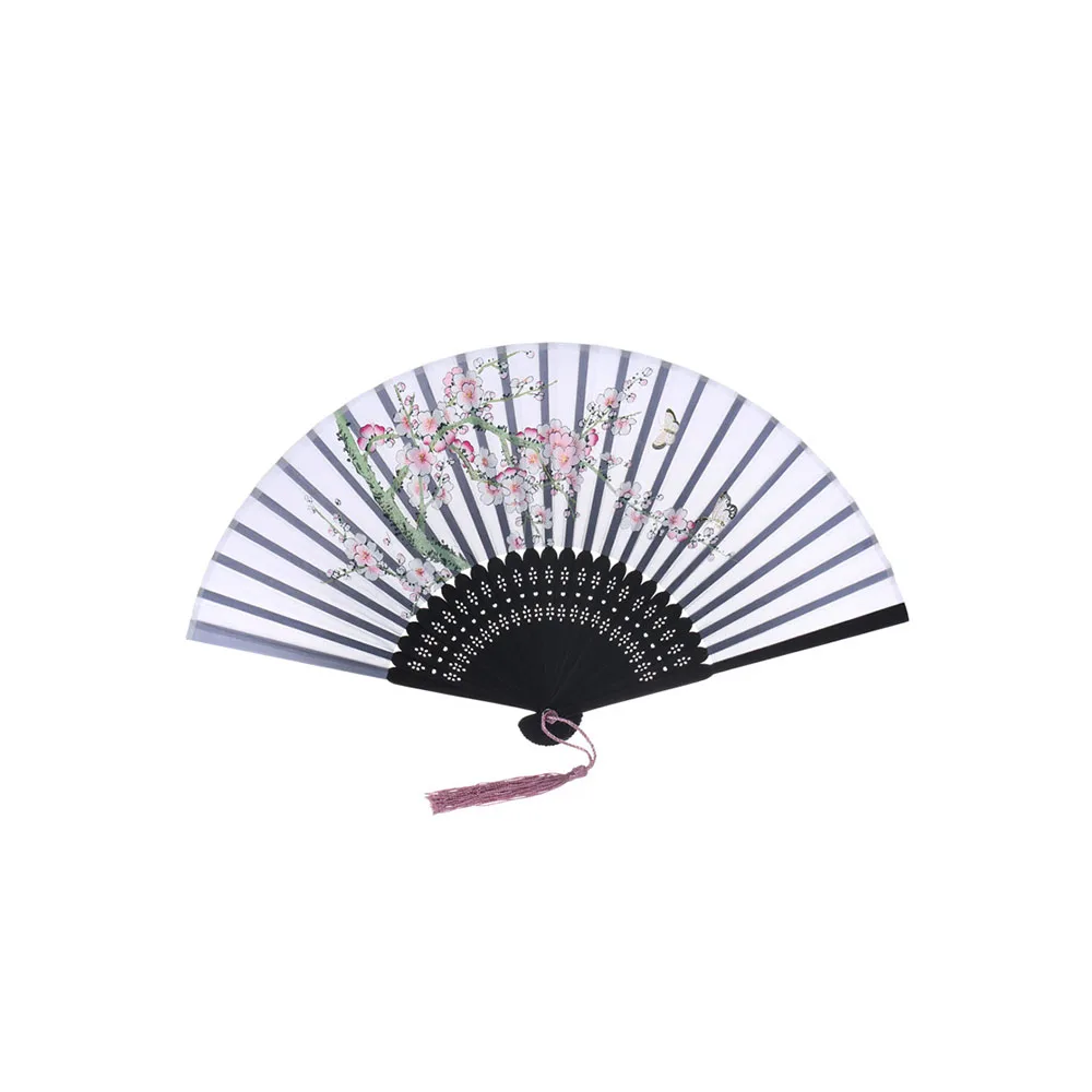 1 шт. Складной вентилятор в японском стиле ручной вентилятор для свадебных танцев вечерние подарочные шелковые ткани с цветочным принтом - Цвет: Светло-серый