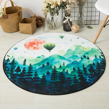 

Cartoon Watercolor Floor Mats Forest Landscape Round Carpet Living Room Chair Computer Rugs Non-Slip Home Decoration Bedroom Mat