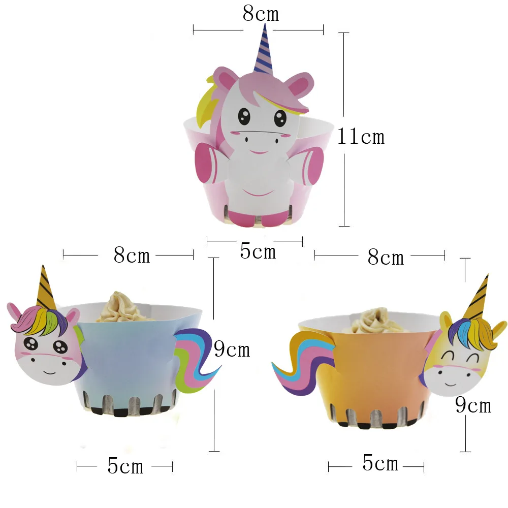 12 шт./лот мультфильм Единорог динозавр кекс обертка Дети День рождения праздничное украшение торта принадлежности для душа десерт декор стола
