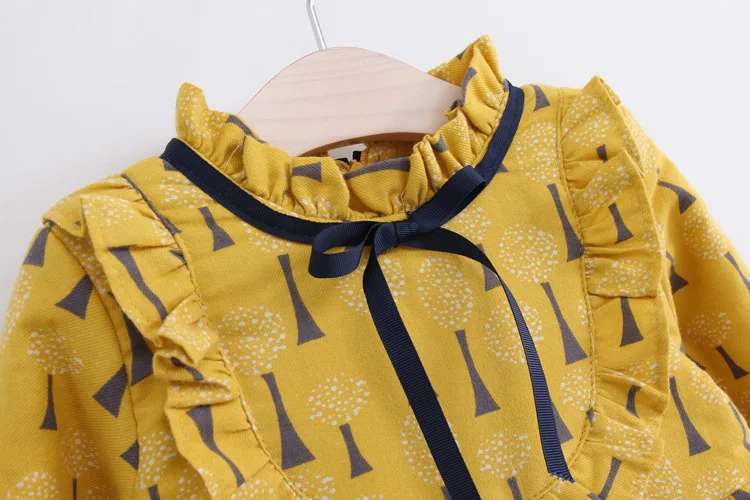 

2017 summer baby girls dresses floral print full sleeve kids dresses for girls vintage toddler girl clothing