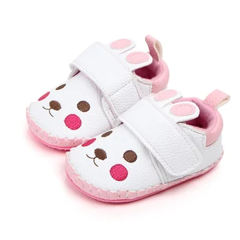 

Newborn Baby Shoes Cute Cartoon Animal Print First Walkers Soft Sole Baby Girls Shoes Infant PU Leather Crib Shoes 0-18 Months