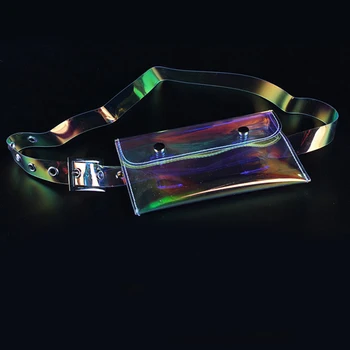 

Hot-New spring solid color tansparent belt women fashion tide all-match Personality PVC belt bag