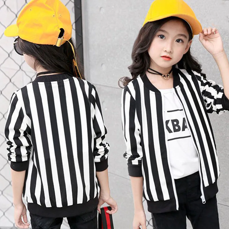 Black and white striped jacket baby girl fall autumn thin sun clothes baseball jacket cardigan tops 2018 summer new casual party