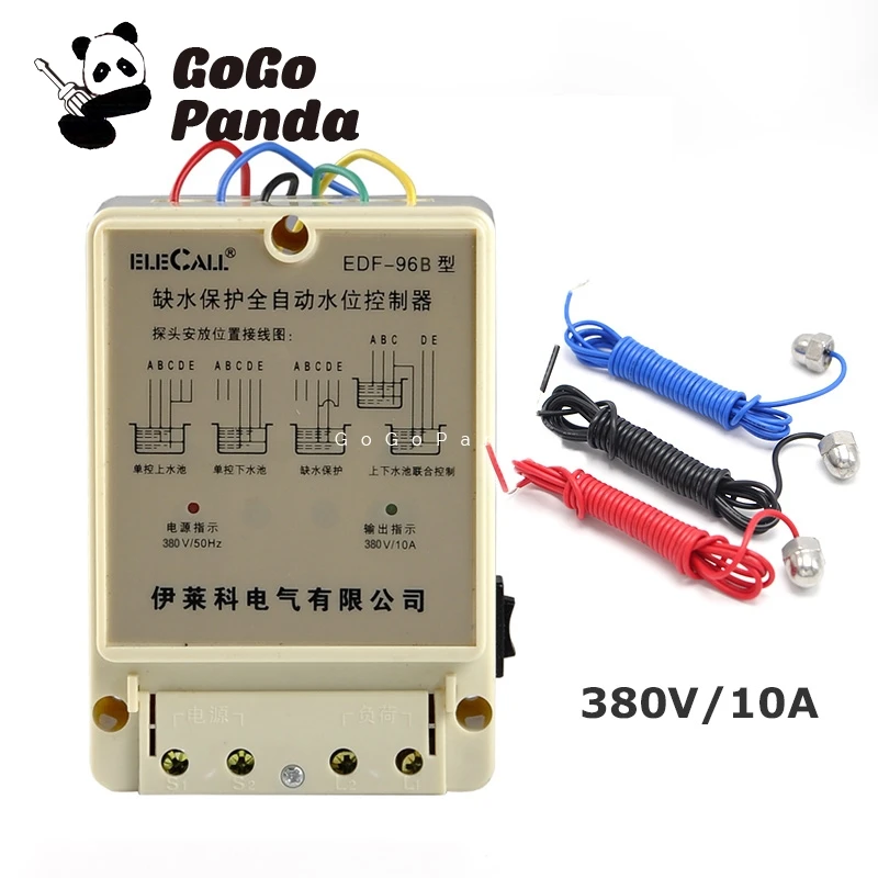 

Free Shipping DF96B Auto Water Level Controller AC380V 10A Din Rail Mount Electronic Float Switch With 3 Probes Pump