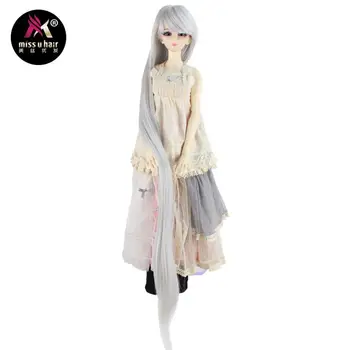 

Miss U Hair 1/3 8-9Inch 70cm Long Straight Black White Grey Color BJD MSD DOD Dollfie Doll Hair Wigs Accessories Not for Human