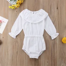 

Newborn Baby Girl Solid Jumpsuit Long Sleeve Outfit Clothes Baby Girl Simple Long Sleeve Rompers Clothing